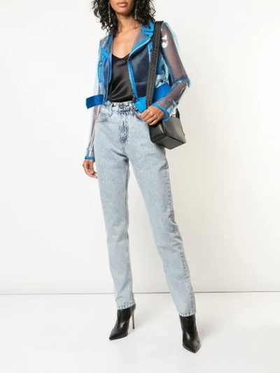 OFF-WHITE TRANSPARENT BIKER JACKET - 蓝色