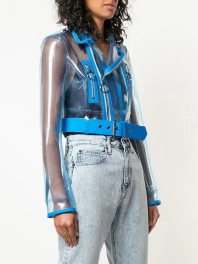 OFF-WHITE TRANSPARENT BIKER JACKET - 蓝色