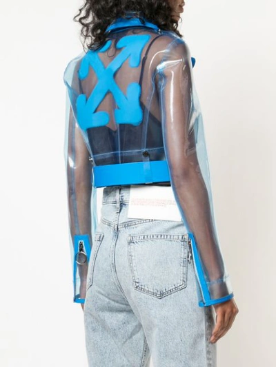OFF-WHITE TRANSPARENT BIKER JACKET - 蓝色