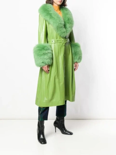 Shop Saks Potts Long Belted Coat In Green