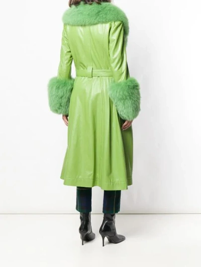 Shop Saks Potts Long Belted Coat In Green