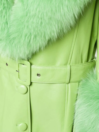 Shop Saks Potts Long Belted Coat In Green