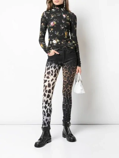Shop R13 Leopard Print Skinny Jeans In Black