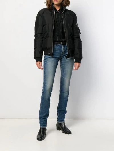 Shop Saint Laurent Zipped Padded Jacket In Black