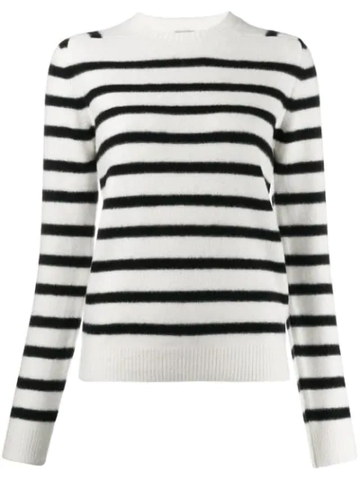 Shop Saint Laurent Striped Knitted Jumper In White