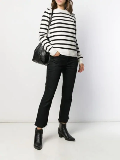 Shop Saint Laurent Striped Knitted Jumper In White