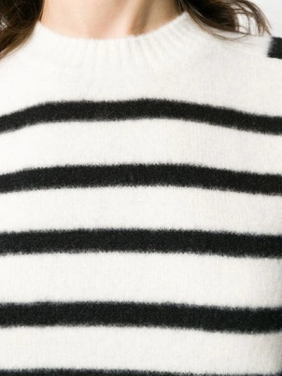 Shop Saint Laurent Striped Knitted Jumper In White
