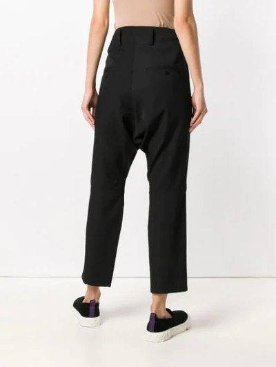 Shop Yohji Yamamoto Dropped Crotch Trousers In Black