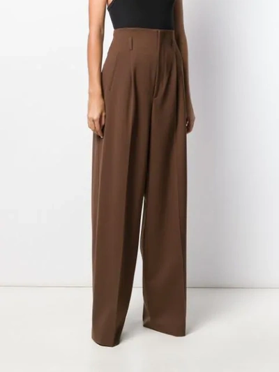 Shop Alberta Ferretti Front Pleat Trousers In Brown