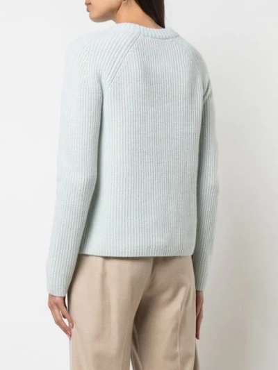 Shop Vince Ribbed Knit Cashmere Sweater In Blue