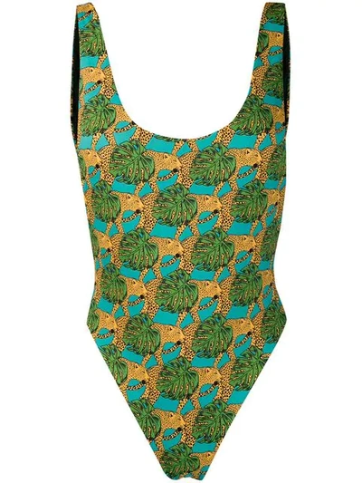 Shop Reina Olga Jungle Fever Printed Swimsuit In Green