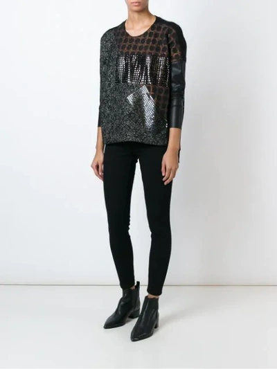 Shop Nude Contrasting Panels Sweater In Black