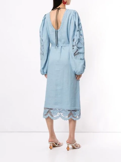 Shop Vita Kin Lace-detail Midi Dress In Blue