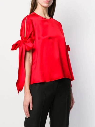 Shop Giorgio Armani Bow Sleeve Top In Red