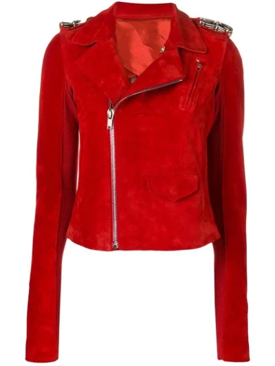 Shop Rick Owens Biker Jacket In Red