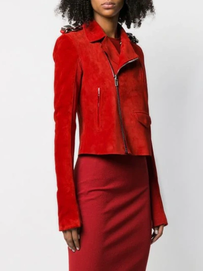 Shop Rick Owens Biker Jacket In Red