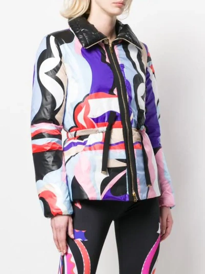 Shop Emilio Pucci Vallauris Print Quilted Coat In Purple