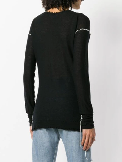 Shop Helmut Lang Distressed Edge Sweater - Black