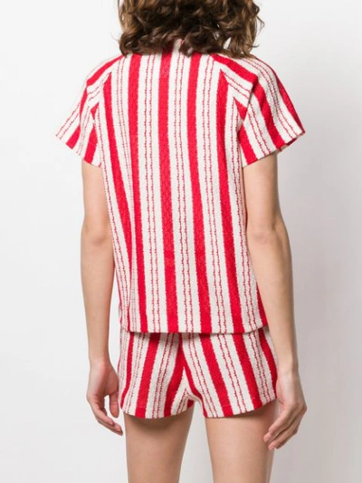 Shop Bally Striped Woven Polo Shirt In Red