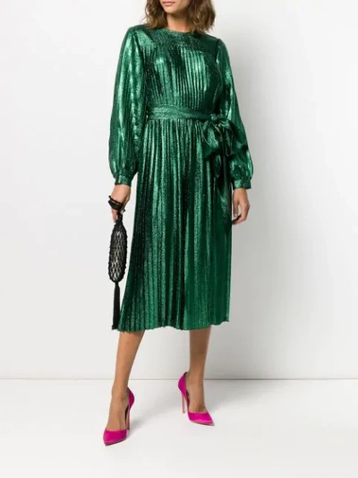 Shop Marc Jacobs Pleated Lamé Dress In Green