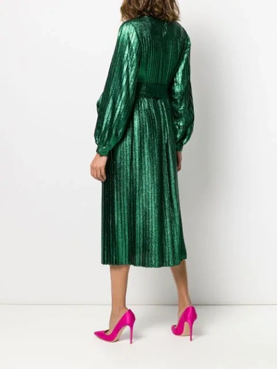Shop Marc Jacobs Pleated Lamé Dress In Green