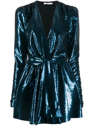 Shop Amen Sequinned Mini Dress In Blue