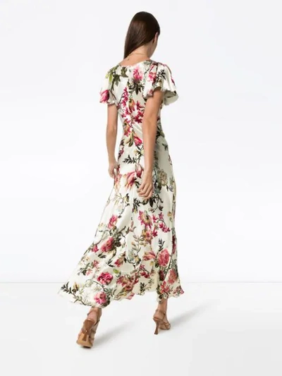 Shop Etro Floral Print Ruffled Dress In 990 Multicoloured