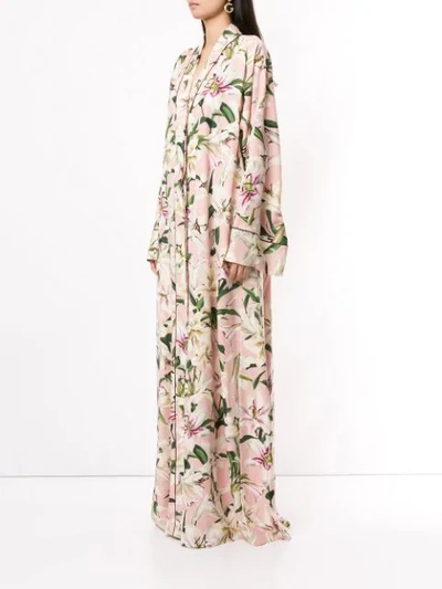 Shop Dolce & Gabbana Printed Lilies Kimono Dress In Pink