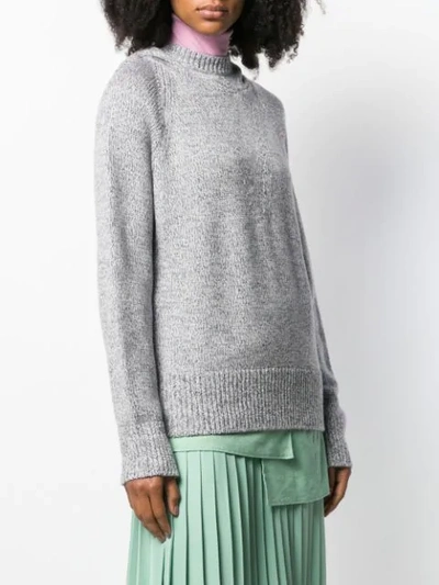 Shop Joseph Round Neck Sweater In 0201 Grey Chine