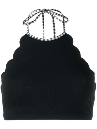 Shop Marysia Check Detail Bikini Top In Black