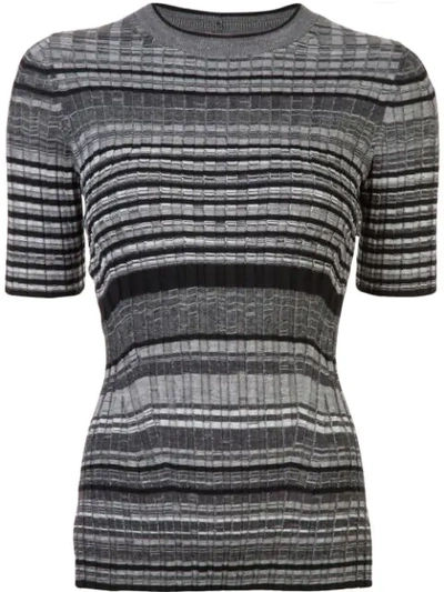 Shop Helmut Lang Striped Knitted Top In Grey