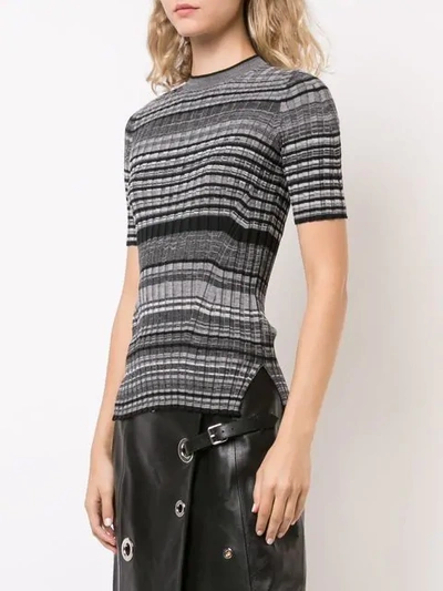 Shop Helmut Lang Striped Knitted Top In Grey