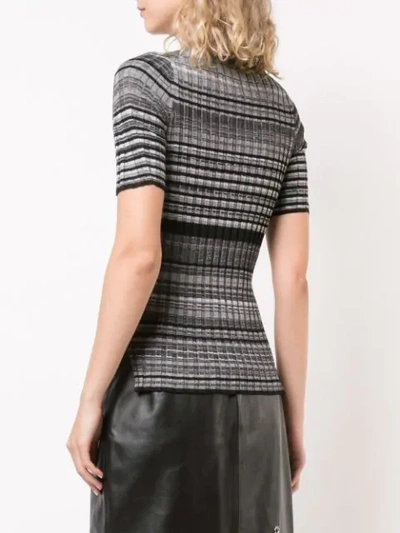 Shop Helmut Lang Striped Knitted Top In Grey