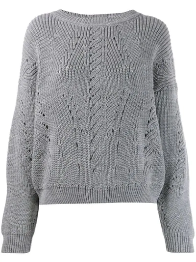 Shop Alberta Ferretti Cable Knit Sweater In Grey