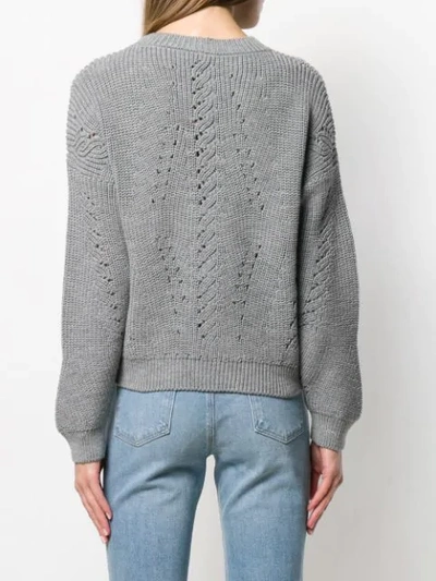 Shop Alberta Ferretti Cable Knit Sweater In Grey