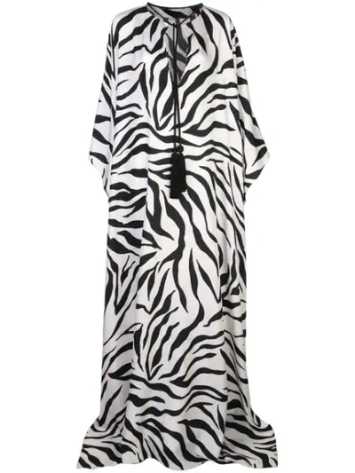 Shop Oscar De La Renta Zebra Print Kaftan Dress In White