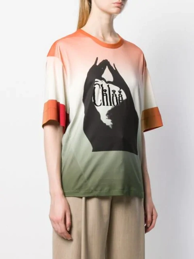 Shop Chloé Gradient Shadow Print T-shirt In Grey