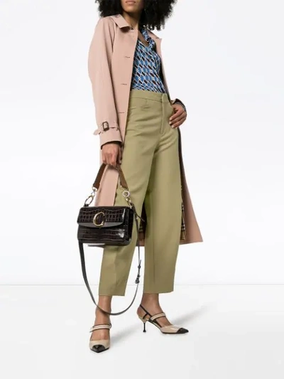 Shop Totême Novara Cropped Trousers In Green