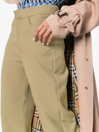 Shop Totême Novara Cropped Trousers In Green