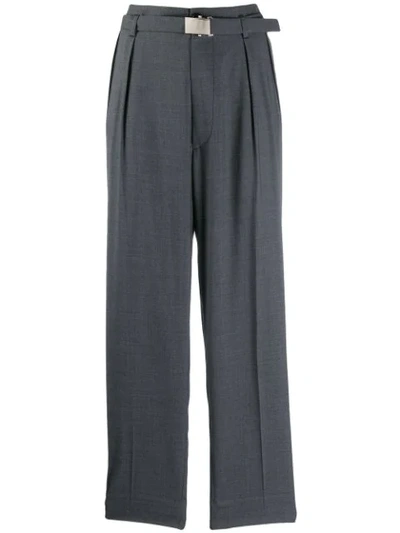Shop Miu Miu Belted High Waist Trousers In F0480 Ardesia