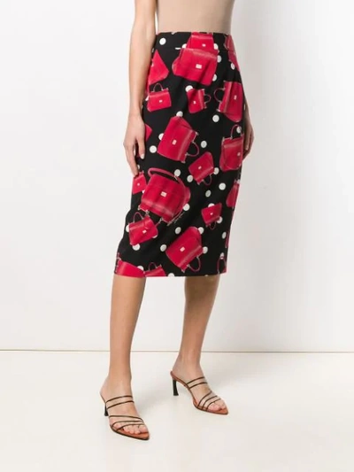 Shop Dolce & Gabbana Bag Print Pencil Skirt In Red