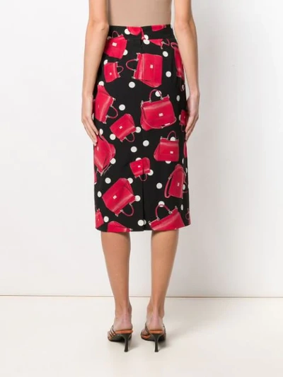 Shop Dolce & Gabbana Bag Print Pencil Skirt In Red