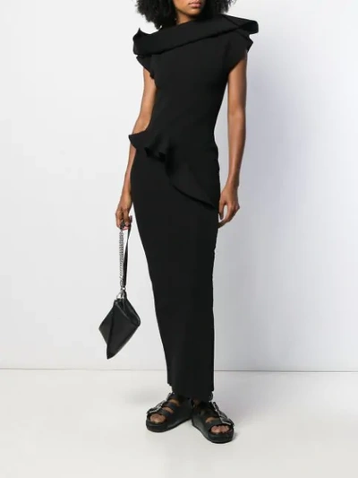 Shop Rick Owens Ruffles Fitted Dress In Black