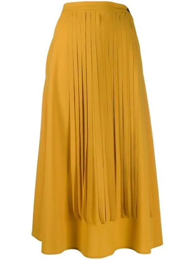 Shop Alysi Fringed Midi Skirt In Ambra