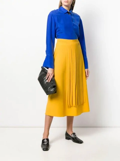 Shop Alysi Fringed Midi Skirt In Ambra