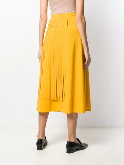 Shop Alysi Fringed Midi Skirt In Ambra