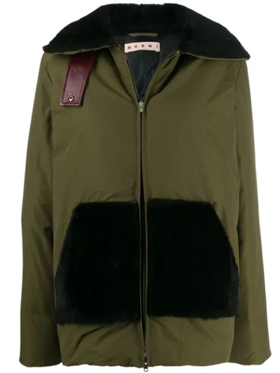 Shop Marni Fur Detail Padded Jacket In 00v38