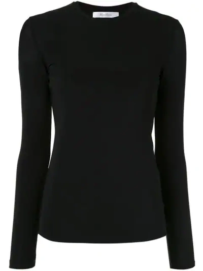 Shop Max Mara Long-sleeved Fitted T-shirt In Black