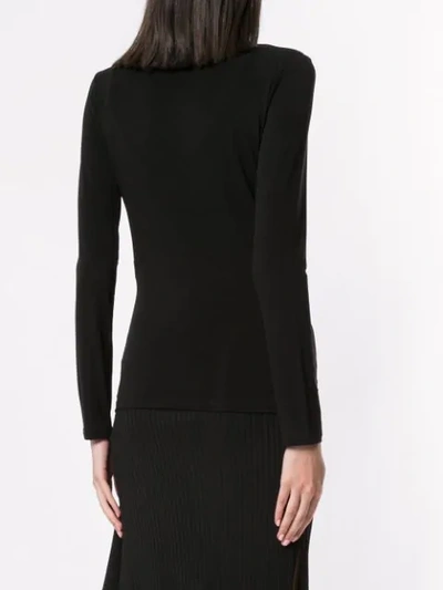 Shop Max Mara Long-sleeved Fitted T-shirt In Black