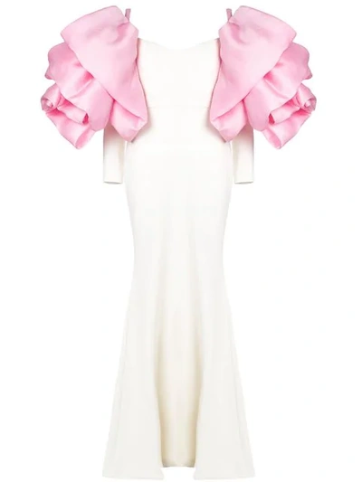 Shop Christian Siriano Puff Sleeve Gown In White